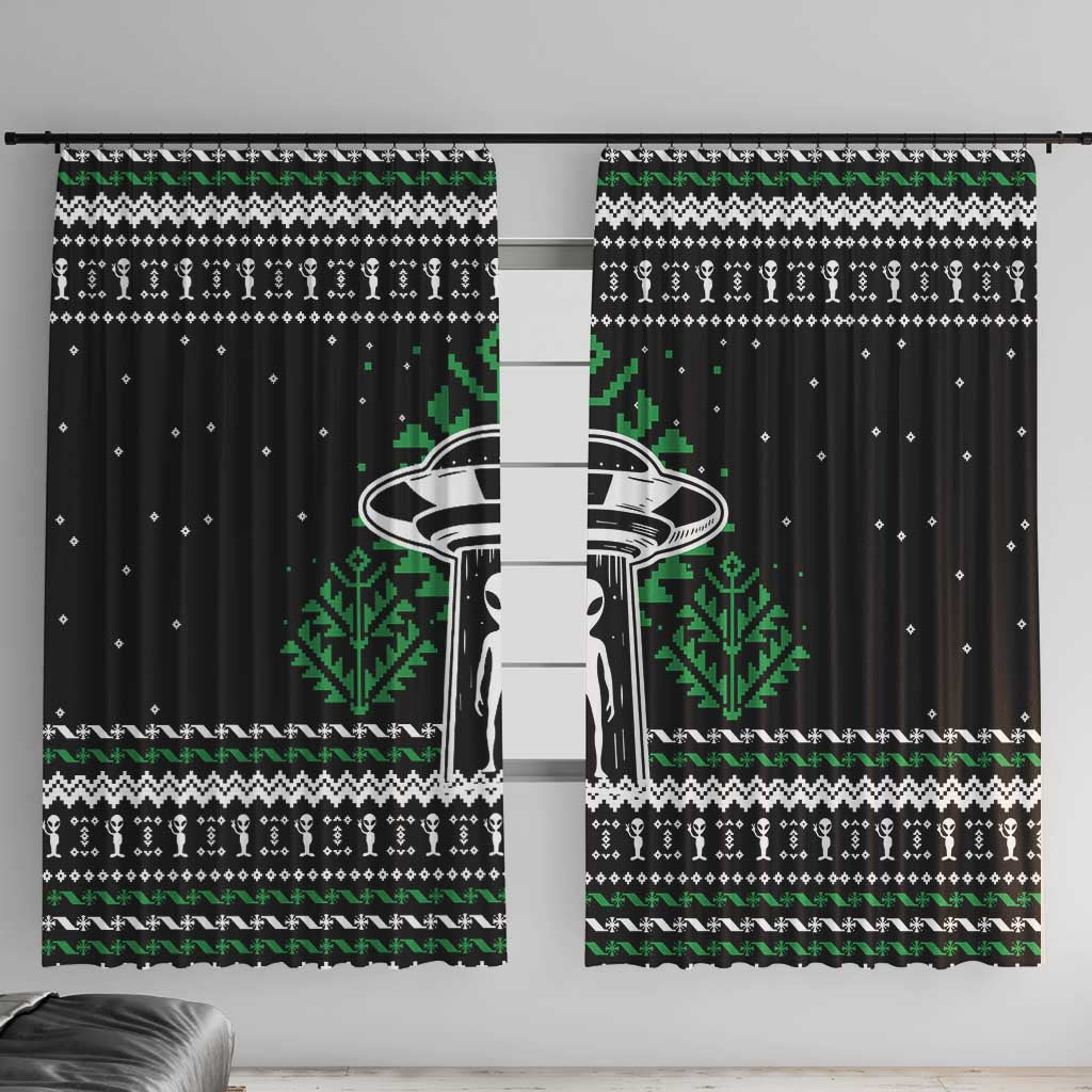 Alien Christmas Window Curtain Xmas Holiday Patterns - Wonder Print Shop