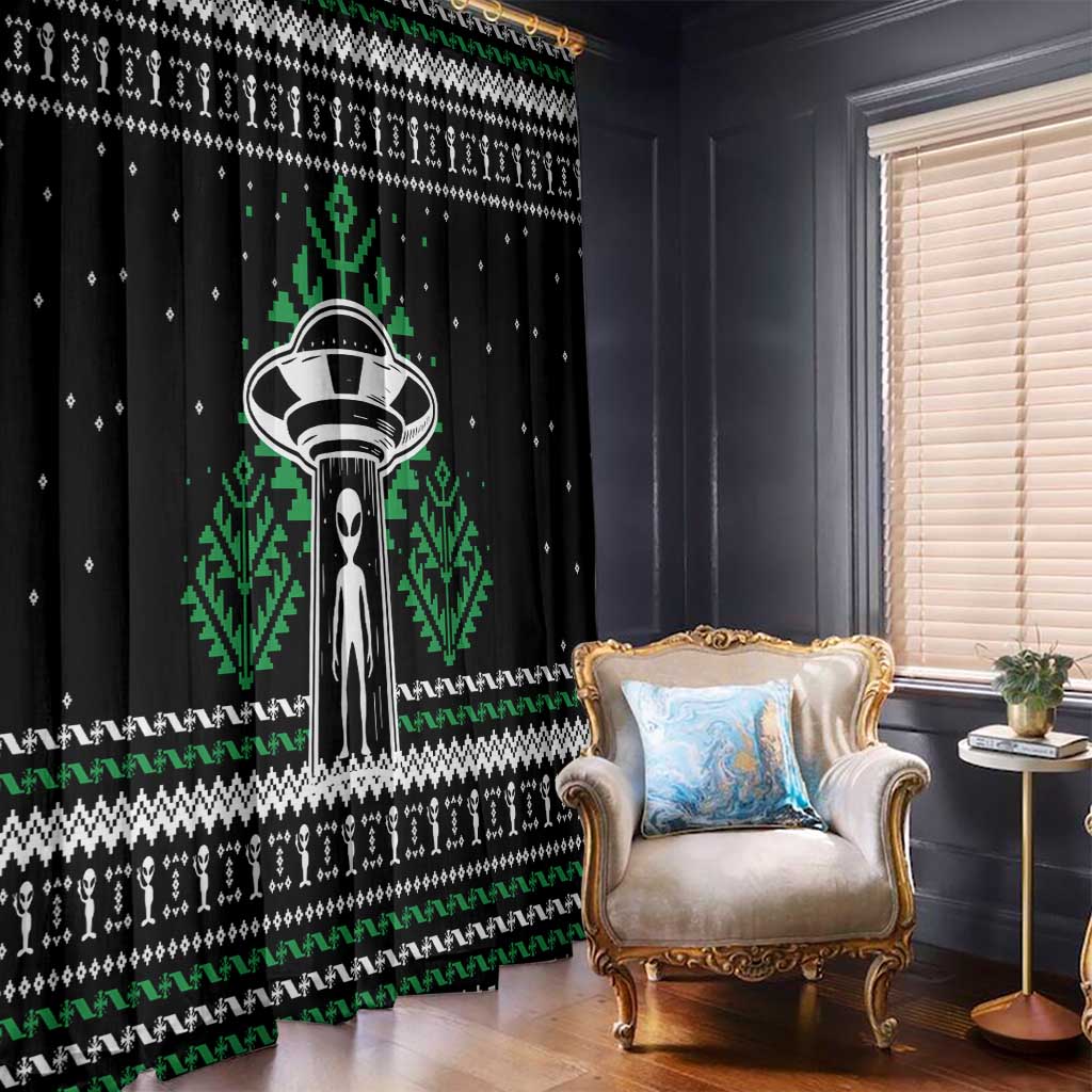 Alien Christmas Window Curtain Xmas Holiday Patterns - Wonder Print Shop