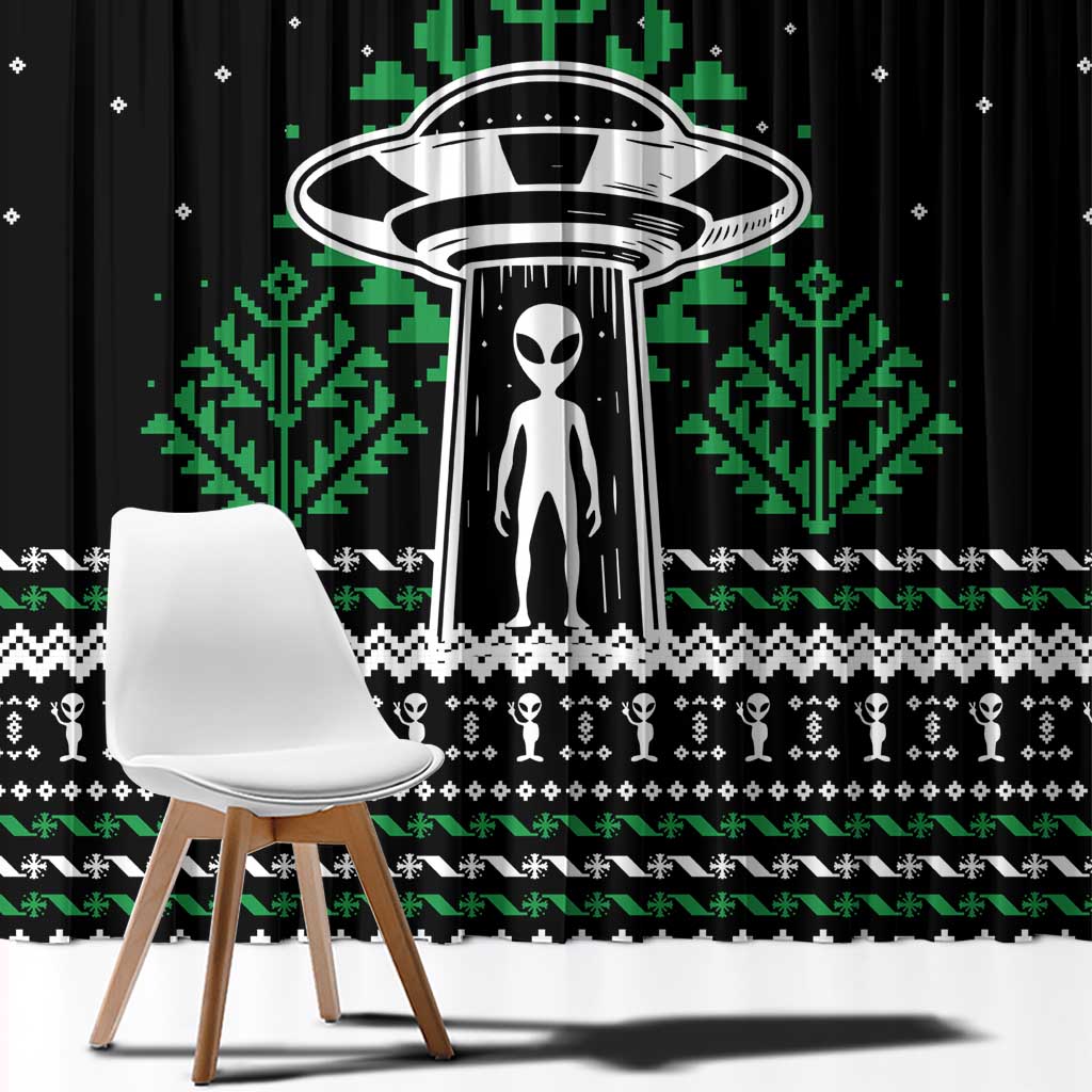 Alien Christmas Window Curtain Xmas Holiday Patterns - Wonder Print Shop
