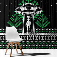 Alien Christmas Window Curtain Xmas Holiday Patterns - Wonder Print Shop