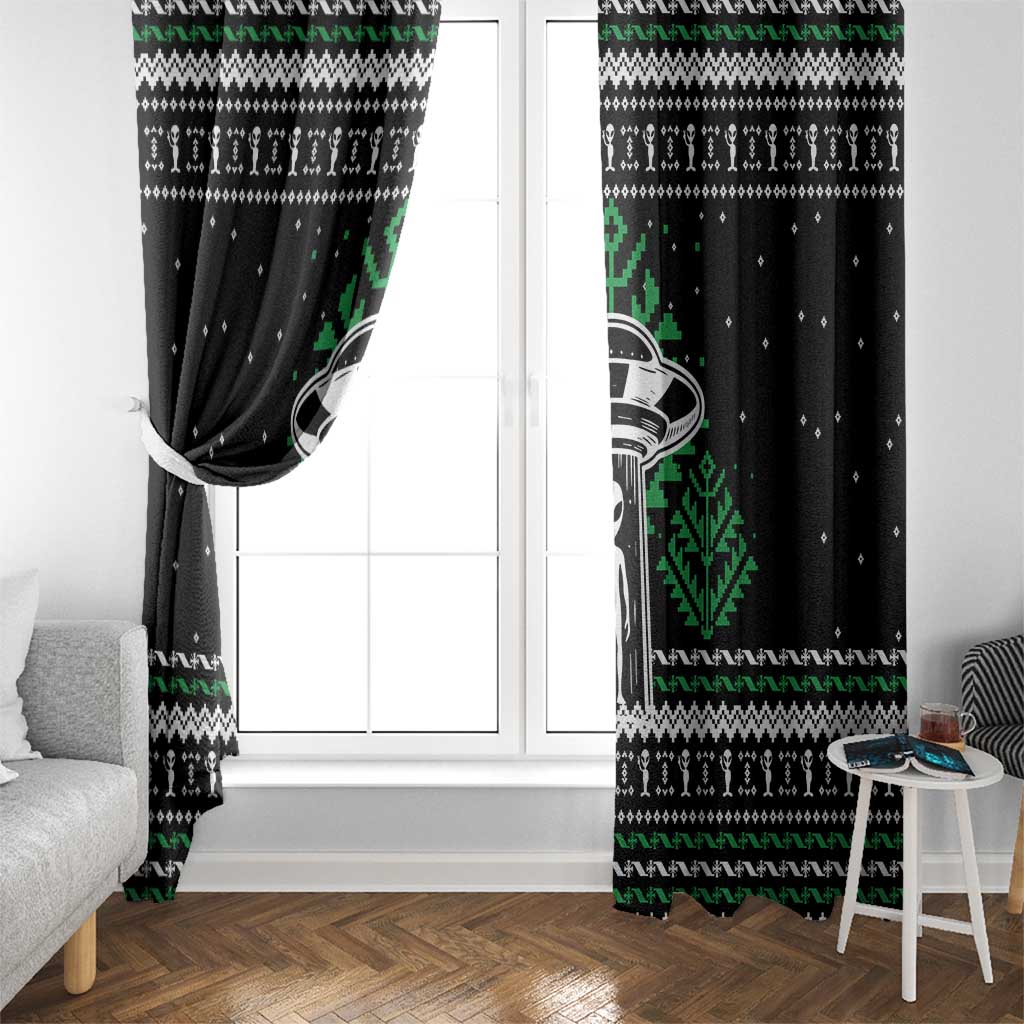 Alien Christmas Window Curtain Xmas Holiday Patterns - Wonder Print Shop