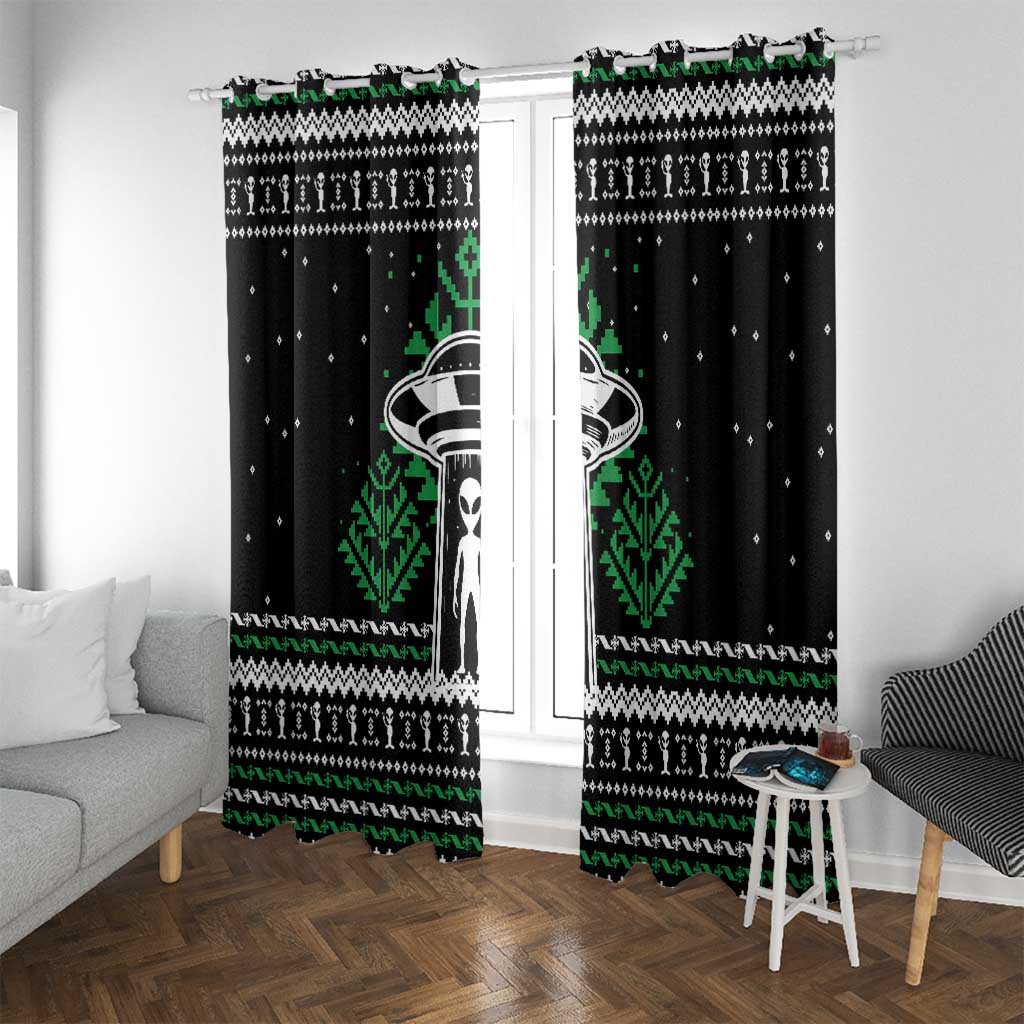 Alien Christmas Window Curtain Xmas Holiday Patterns - Wonder Print Shop