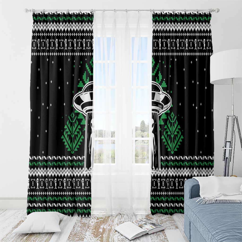 Alien Christmas Window Curtain Xmas Holiday Patterns - Wonder Print Shop