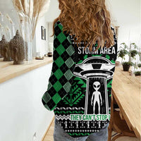Alien Christmas Women Casual Shirt Xmas Holiday Patterns - Wonder Print Shop