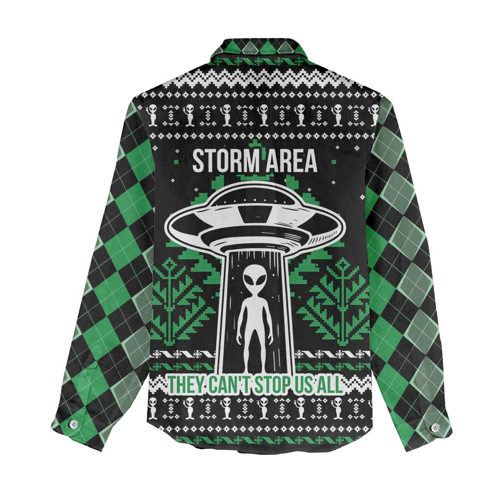 Alien Christmas Women Casual Shirt Xmas Holiday Patterns - Wonder Print Shop