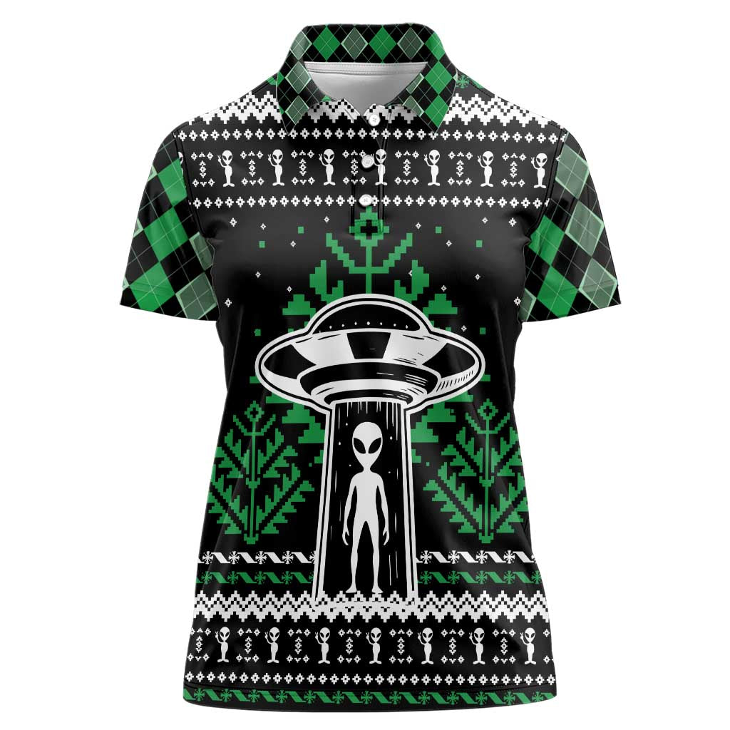 Alien Christmas Women Polo Shirt Xmas Holiday Patterns - Wonder Print Shop