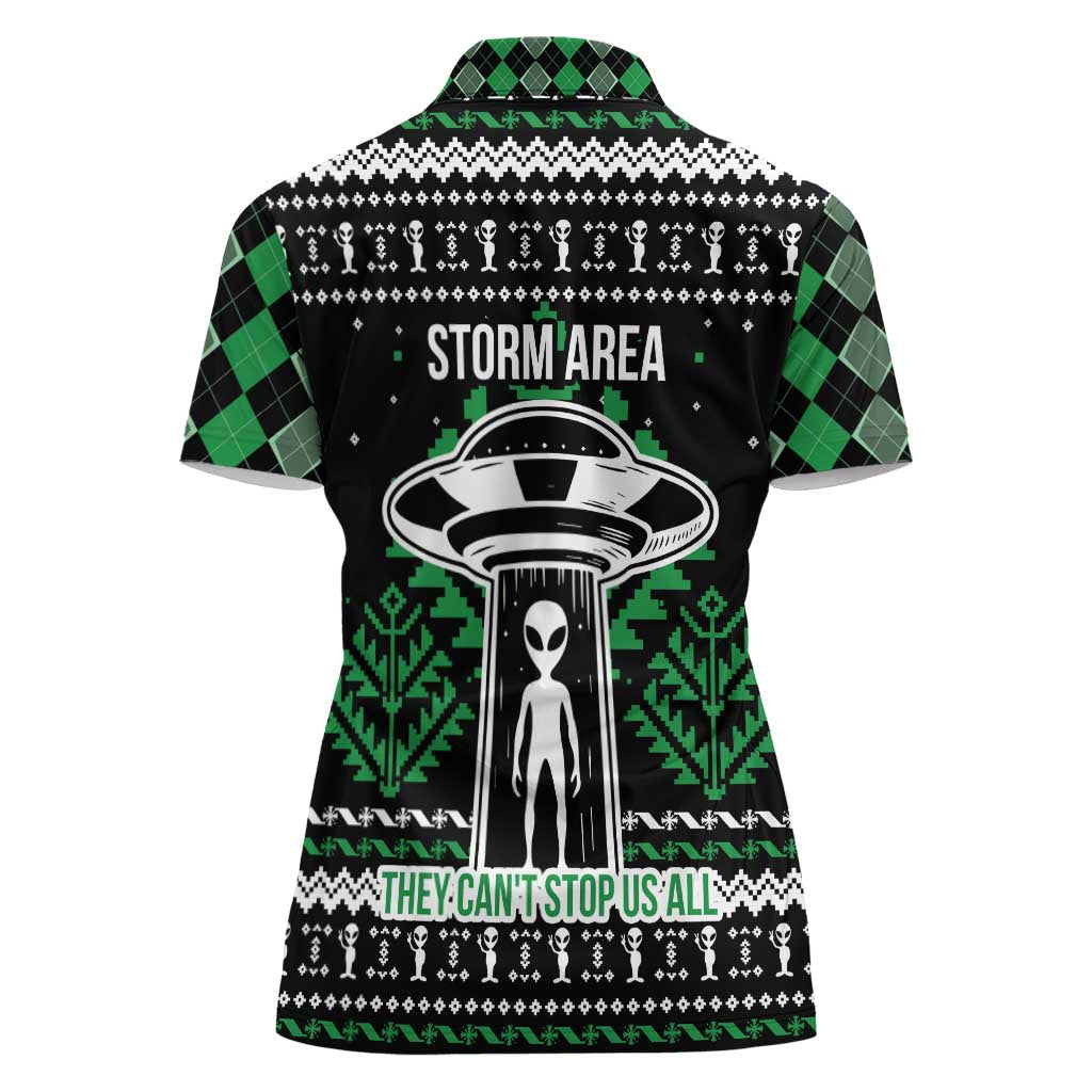 Alien Christmas Women Polo Shirt Xmas Holiday Patterns - Wonder Print Shop