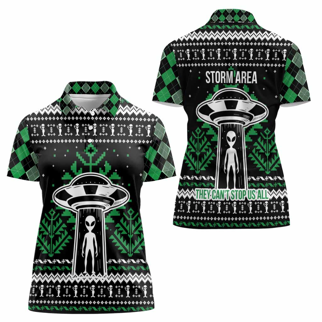Alien Christmas Women Polo Shirt Xmas Holiday Patterns - Wonder Print Shop
