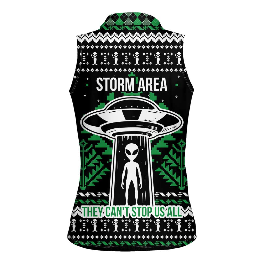Alien Christmas Women Sleeveless Polo Shirt Xmas Holiday Patterns - Wonder Print Shop