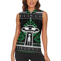 Alien Christmas Women Sleeveless Polo Shirt Xmas Holiday Patterns - Wonder Print Shop