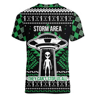 Alien Christmas Women V-Neck T-Shirt Xmas Holiday Patterns - Wonder Print Shop