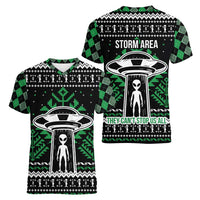 Alien Christmas Women V-Neck T-Shirt Xmas Holiday Patterns - Wonder Print Shop