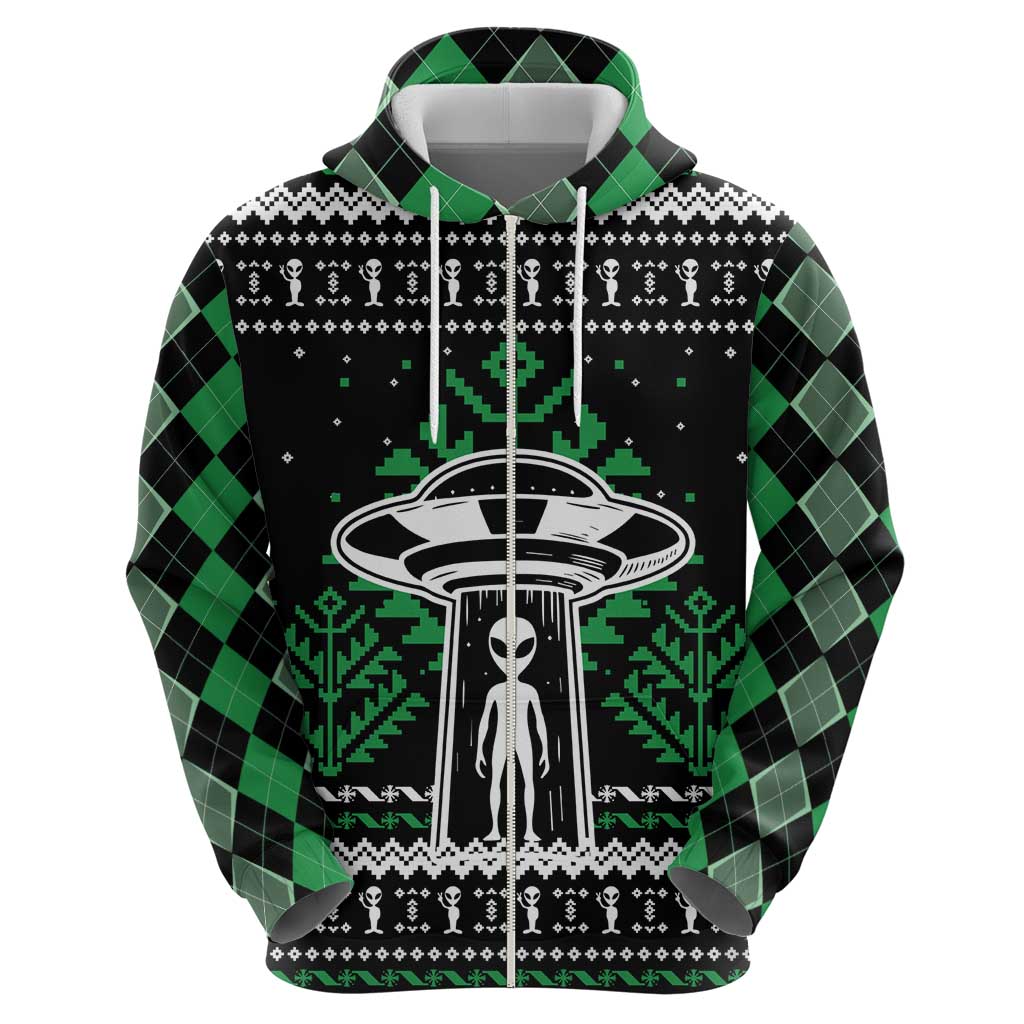 Alien Christmas Zip Hoodie Xmas Holiday Patterns - Wonder Print Shop