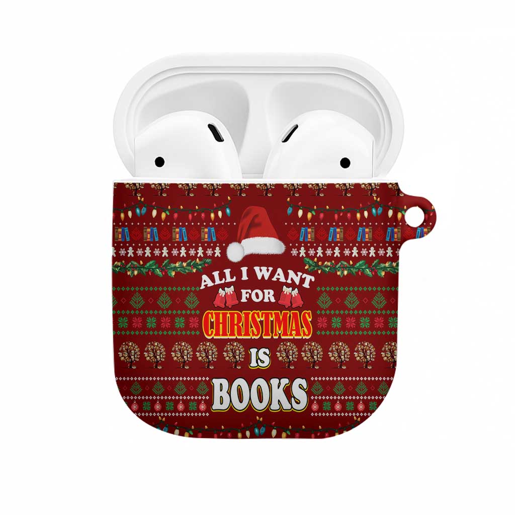 All I Want For Christmas Is Books Christmas AirPods Case Xmas Holiday Patterns - Wonder Print Shop