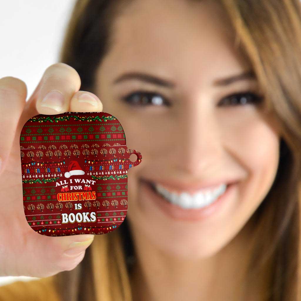 All I Want For Christmas Is Books Christmas AirPods Case Xmas Holiday Patterns - Wonder Print Shop