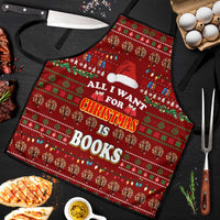 All I Want For Christmas Is Books Christmas Apron Xmas Holiday Patterns - Wonder Print Shop