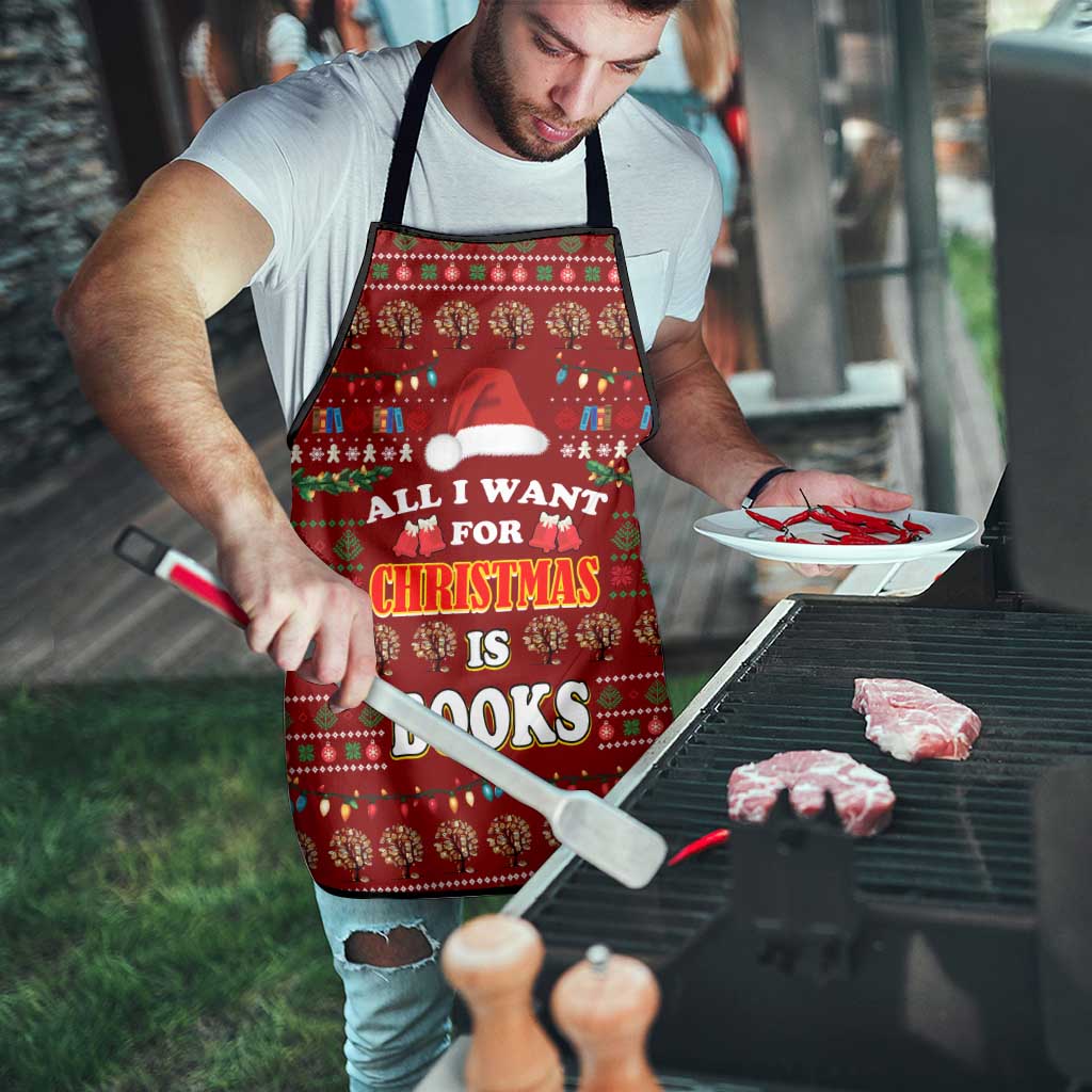 All I Want For Christmas Is Books Christmas Apron Xmas Holiday Patterns - Wonder Print Shop