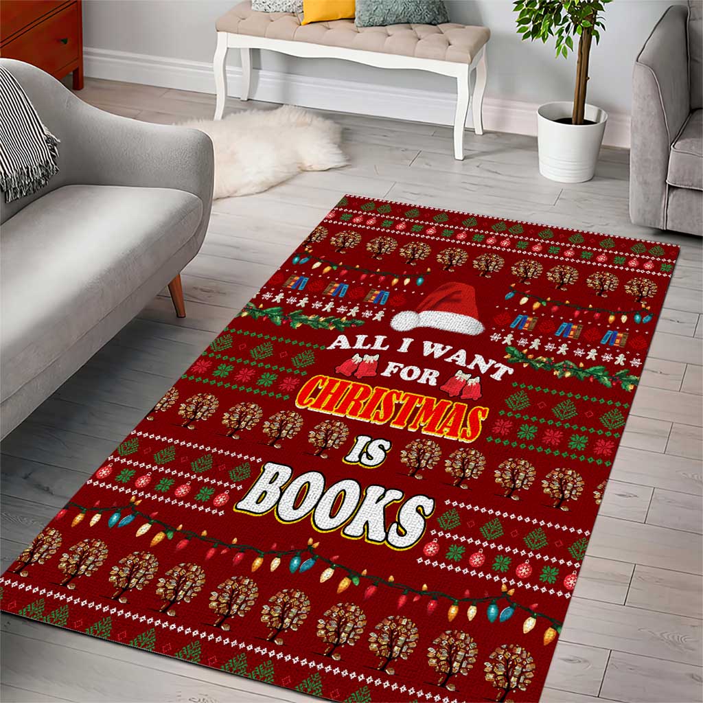 All I Want For Christmas Is Books Christmas Area Rug Xmas Holiday Patterns - Wonder Print Shop