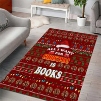 All I Want For Christmas Is Books Christmas Area Rug Xmas Holiday Patterns - Wonder Print Shop
