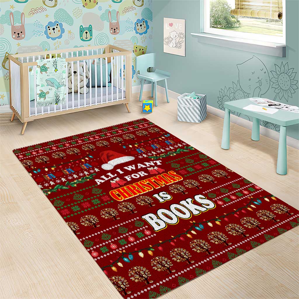 All I Want For Christmas Is Books Christmas Area Rug Xmas Holiday Patterns - Wonder Print Shop