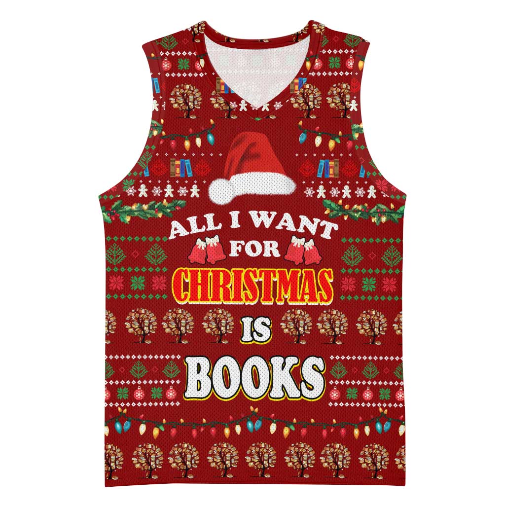 All I Want For Christmas Is Books Christmas Basketball Jersey Xmas Holiday Patterns - Wonder Print Shop