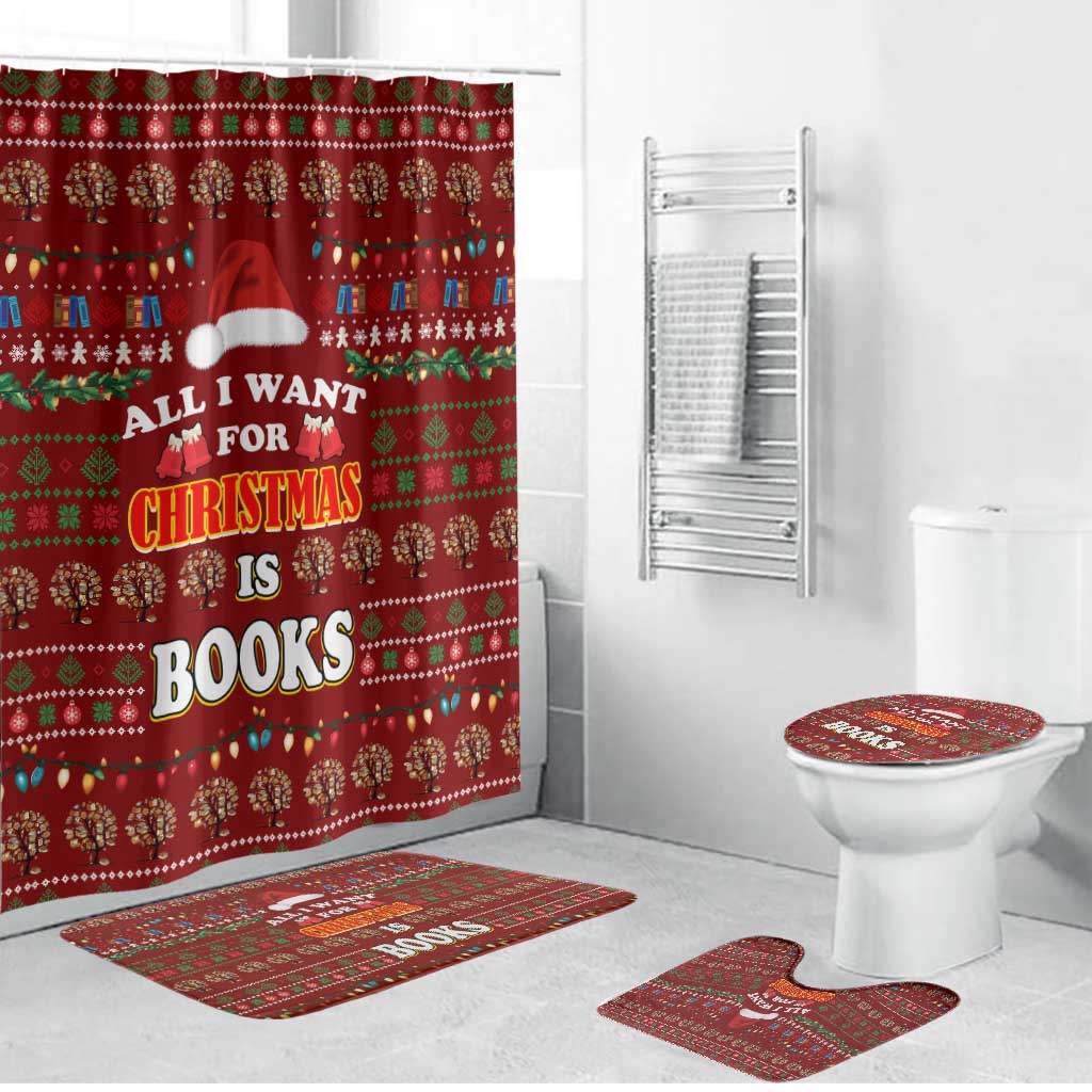 All I Want For Christmas Is Books Christmas Bathroom Set Xmas Holiday Patterns - Wonder Print Shop