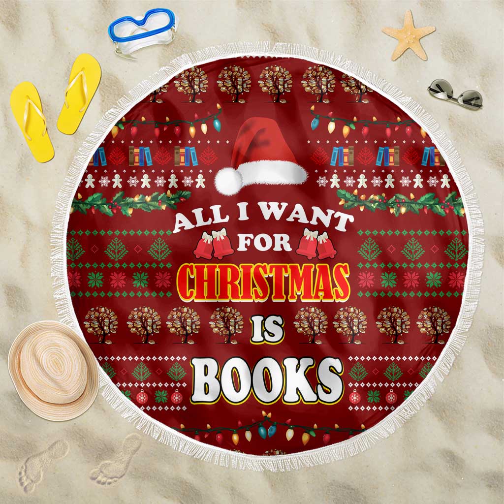All I Want For Christmas Is Books Christmas Beach Blanket Xmas Holiday Patterns - Wonder Print Shop