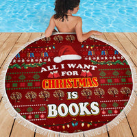All I Want For Christmas Is Books Christmas Beach Blanket Xmas Holiday Patterns - Wonder Print Shop
