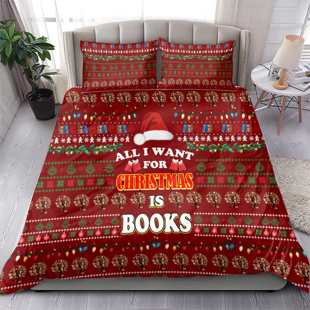 All I Want For Christmas Is Books Christmas Bedding Set Xmas Holiday Patterns - Wonder Print Shop