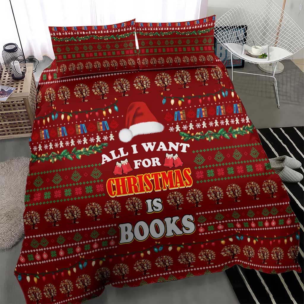 All I Want For Christmas Is Books Christmas Bedding Set Xmas Holiday Patterns - Wonder Print Shop
