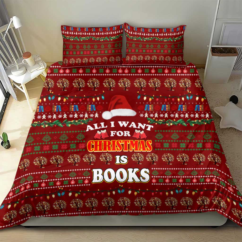 All I Want For Christmas Is Books Christmas Bedding Set Xmas Holiday Patterns - Wonder Print Shop