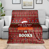 All I Want For Christmas Is Books Christmas Blanket Xmas Holiday Patterns - Wonder Print Shop