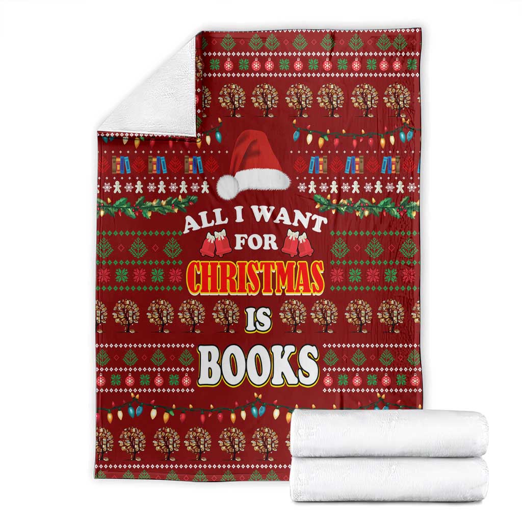 All I Want For Christmas Is Books Christmas Blanket Xmas Holiday Patterns - Wonder Print Shop
