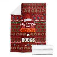 All I Want For Christmas Is Books Christmas Blanket Xmas Holiday Patterns - Wonder Print Shop