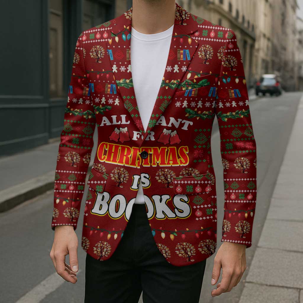 All I Want For Christmas Is Books Christmas Blazer Xmas Holiday Patterns - Wonder Print Shop