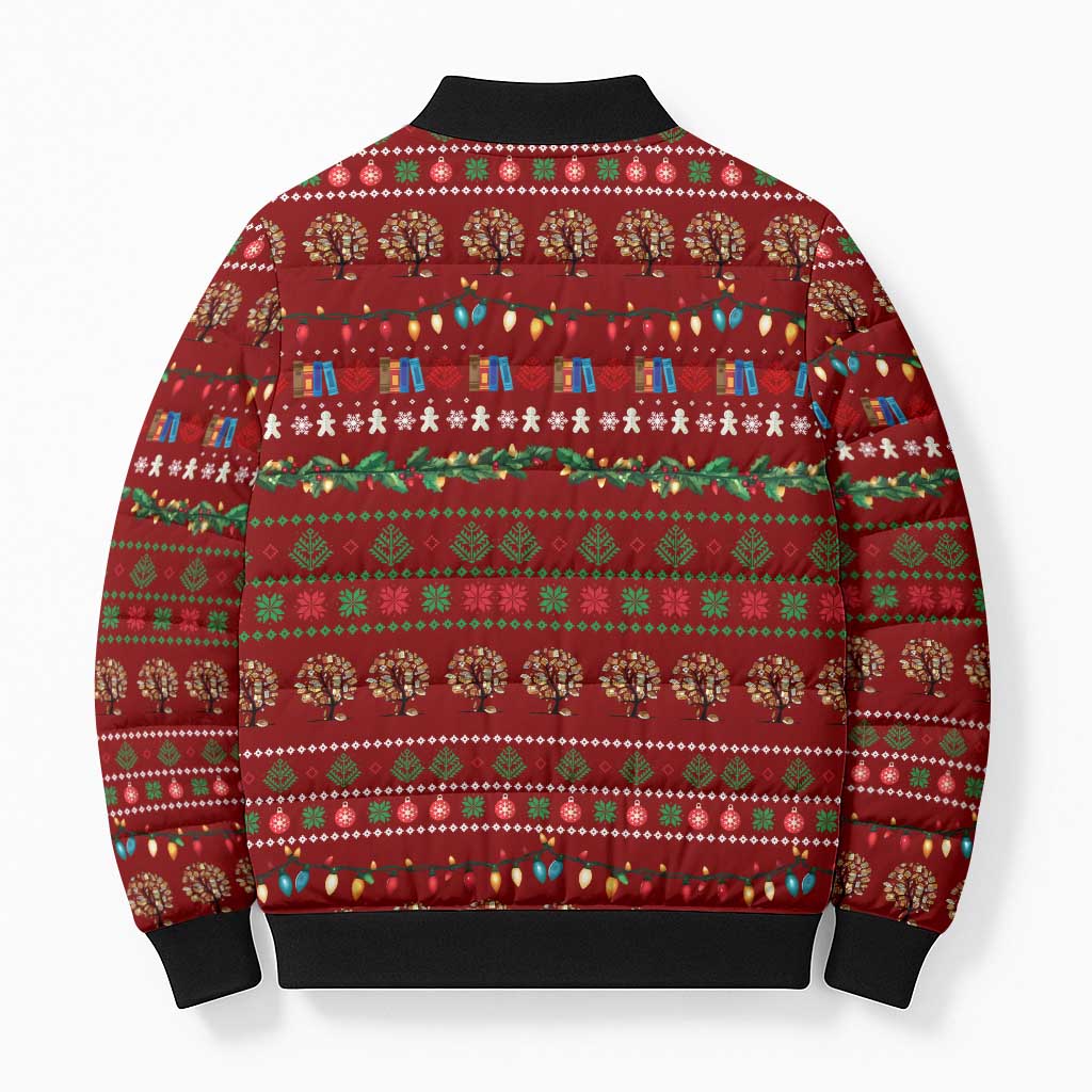 All I Want For Christmas Is Books Christmas Bomber Puffer Jacket Xmas Holiday Patterns - Wonder Print Shop