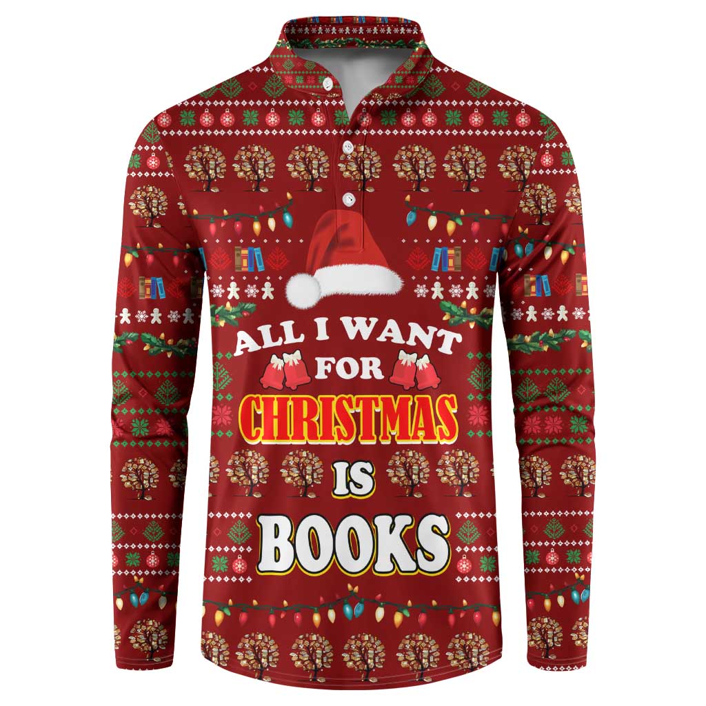All I Want For Christmas Is Books Christmas Button Sweatshirt Xmas Holiday Patterns - Wonder Print Shop