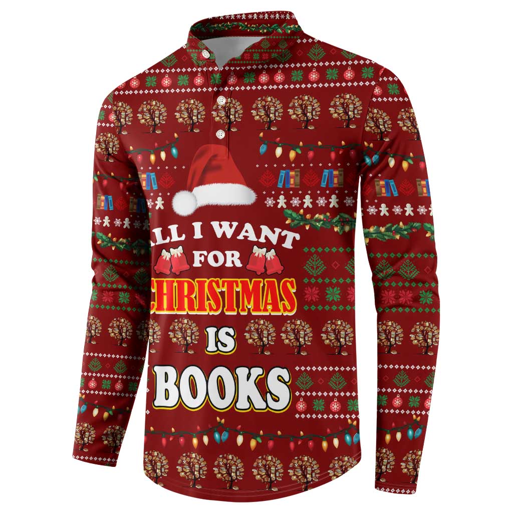 All I Want For Christmas Is Books Christmas Button Sweatshirt Xmas Holiday Patterns - Wonder Print Shop