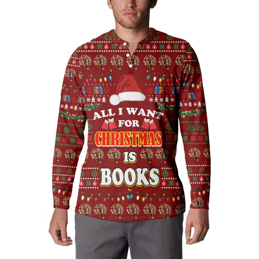 All I Want For Christmas Is Books Christmas Button Sweatshirt Xmas Holiday Patterns - Wonder Print Shop