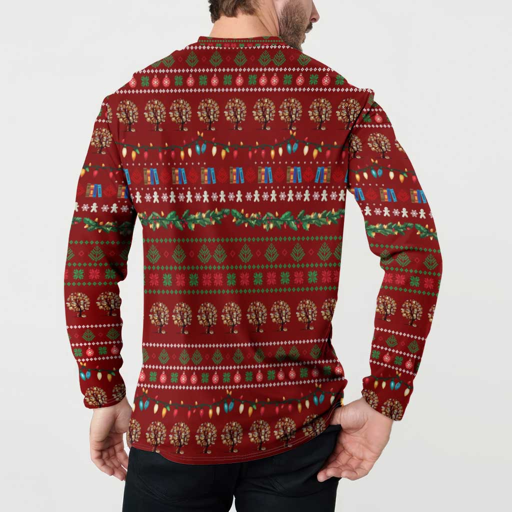 All I Want For Christmas Is Books Christmas Button Sweatshirt Xmas Holiday Patterns - Wonder Print Shop
