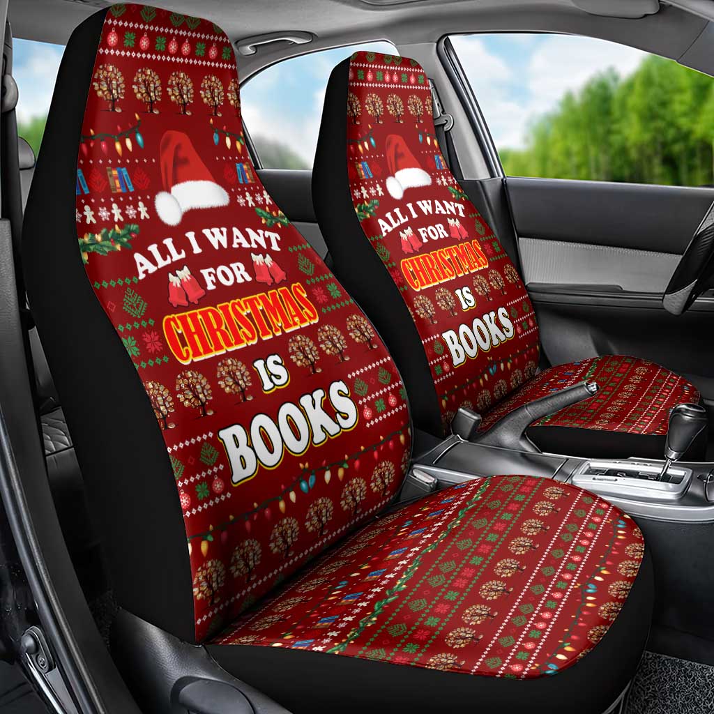 All I Want For Christmas Is Books Christmas Car Seat Cover Xmas Holiday Patterns - Wonder Print Shop