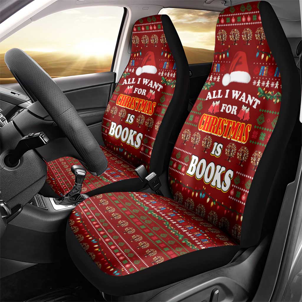 All I Want For Christmas Is Books Christmas Car Seat Cover Xmas Holiday Patterns - Wonder Print Shop