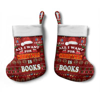 All I Want For Christmas Is Books Christmas Stocking Xmas Holiday Patterns - Wonder Print Shop