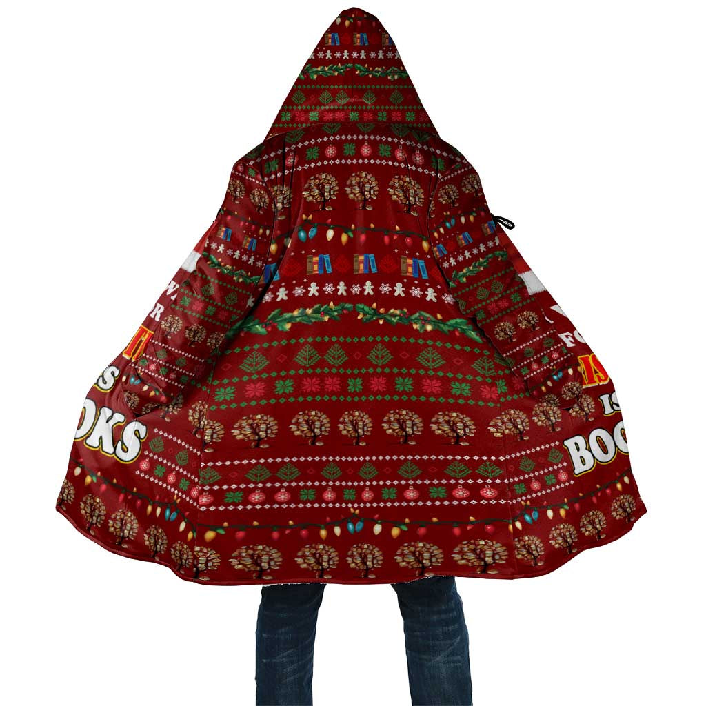 All I Want For Christmas Is Books Christmas Cloak Xmas Holiday Patterns - Wonder Print Shop