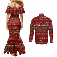 All I Want For Christmas Is Books Christmas Couples Matching Mermaid Dress and Long Sleeve Button Shirt Xmas Holiday Patterns - Wonder Print Shop