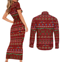 All I Want For Christmas Is Books Christmas Couples Matching Short Sleeve Bodycon Dress and Long Sleeve Button Shirt Xmas Holiday Patterns - Wonder Print Shop