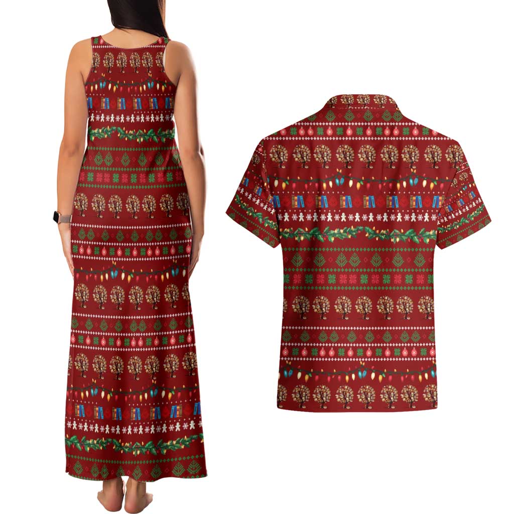 All I Want For Christmas Is Books Christmas Couples Matching Tank Maxi Dress and Hawaiian Shirt Xmas Holiday Patterns - Wonder Print Shop