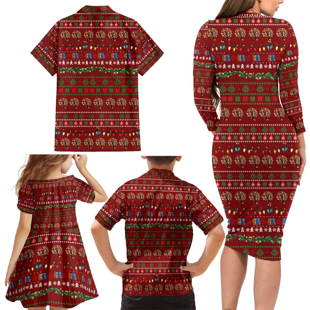 All I Want For Christmas Is Books Christmas Family Matching Long Sleeve Bodycon Dress and Hawaiian Shirt Xmas Holiday Patterns - Wonder Print Shop