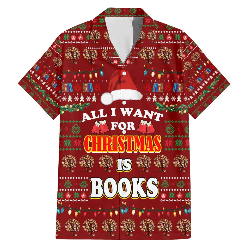 All I Want For Christmas Is Books Christmas Family Matching Mermaid Dress and Hawaiian Shirt Xmas Holiday Patterns - Wonder Print Shop