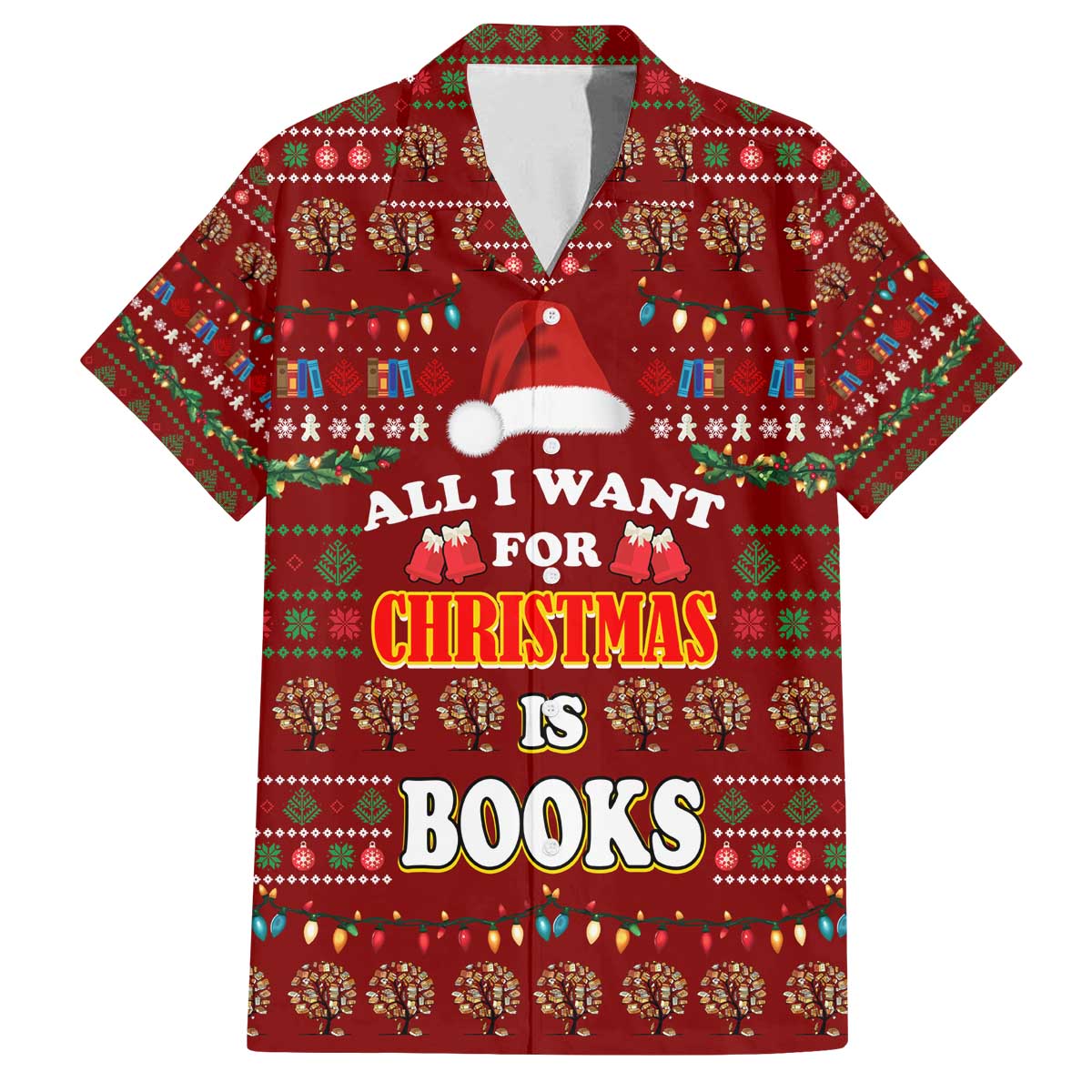 All I Want For Christmas Is Books Christmas Family Matching Off The Shoulder Long Sleeve Dress and Hawaiian Shirt Xmas Holiday Patterns - Wonder Print Shop